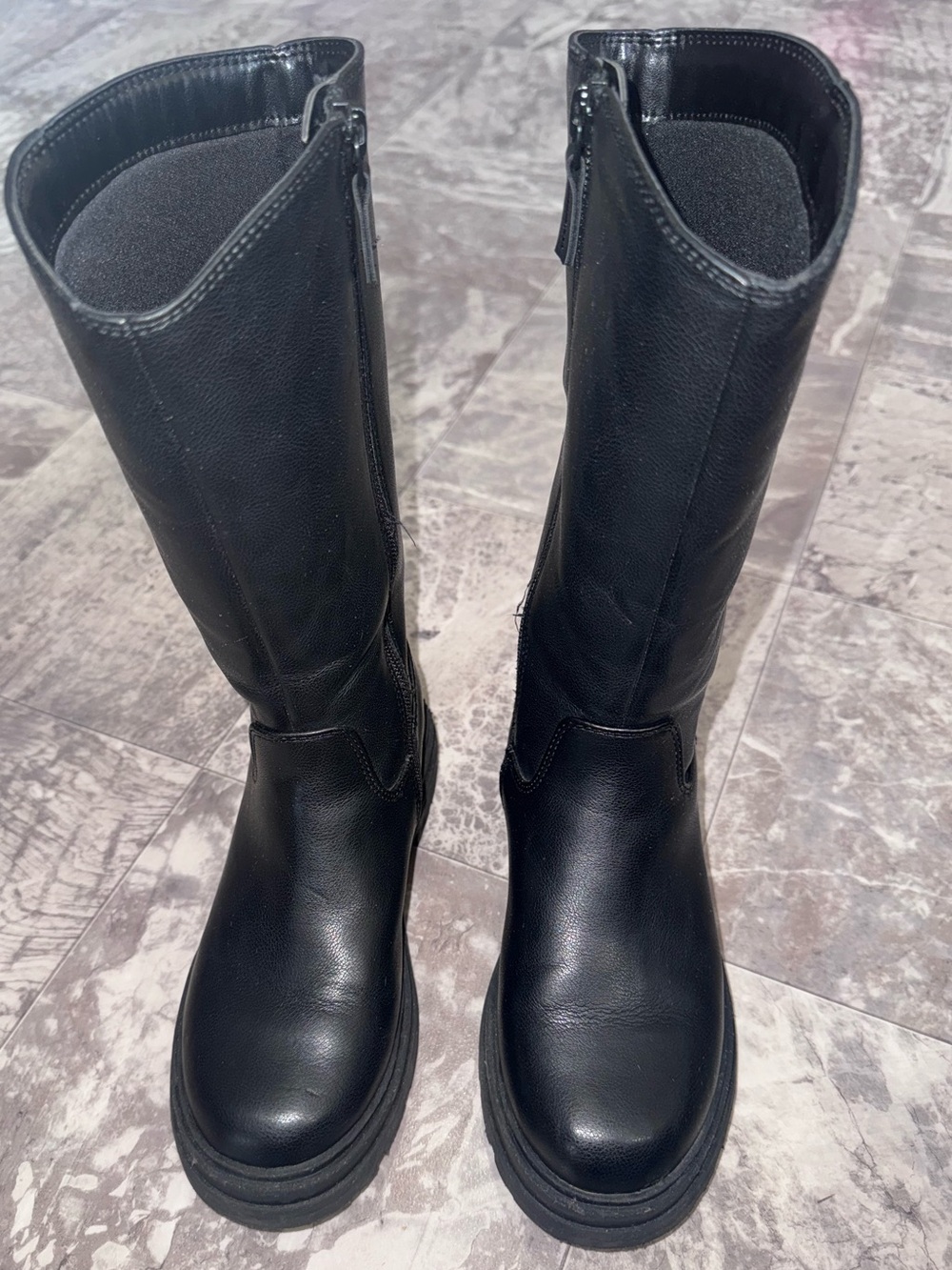 Art Class Girls Black Knee High Riding Boots Size 2 Side Zip